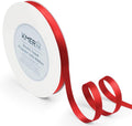 3/8 inch x 50 Yards Double Faced Polyester Red Satin Ribbon by KMERLIFE