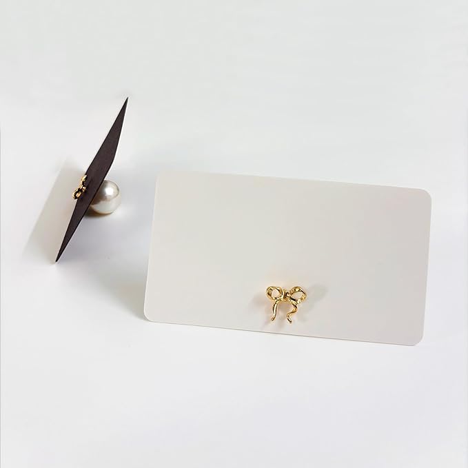 26Pcs Decorative Bow Place Card Holders Bulk Gold Name Card Stands Set Photo - Image 2