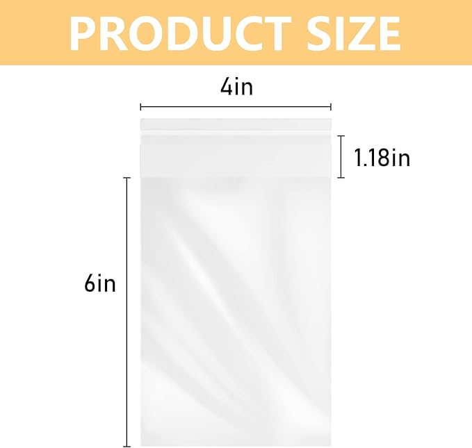200 Pcs 4''x 6'' Clear Resealable Cello/Cellophane Good - Image 2