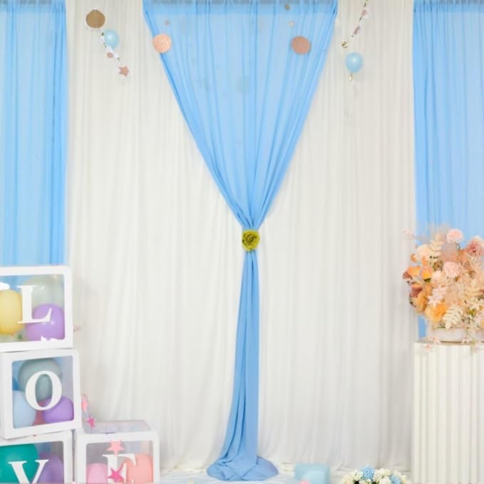 DUOBAO 2 Panels Chiffon Curtains 29"x108" Sheer Backdrop Drape Beach Curtain - Image 4