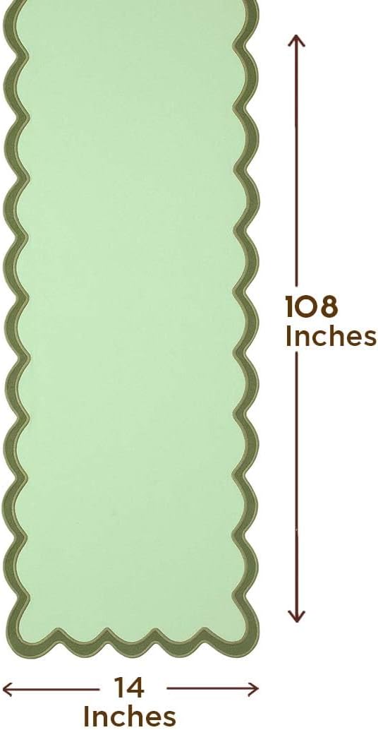 Folkulture Table Runner | Table Runners 108 inches Long | Scallop Table Runner - Image 3