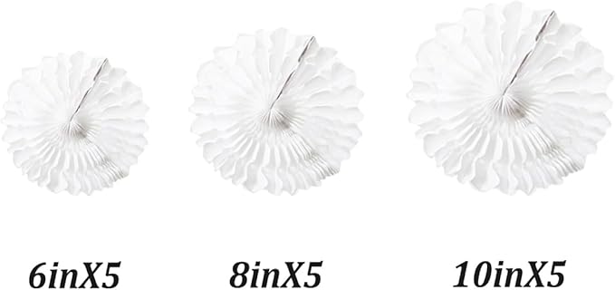 15pcs White Paper Fans Decorations - Image 2