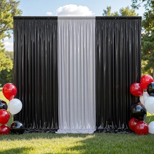 20x10 ft Wrinkle Free Black Sequin Backdrop Curtain - Image 8