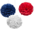 12" Red White Blue Tissue Pom Poms DIY Hanging Paper Flower Balls by WEVEN