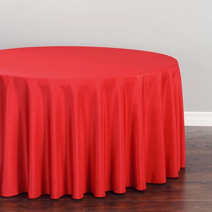 LTC LINENS 5 Pack 108 Inch Round Tablecloths Red - Image 2