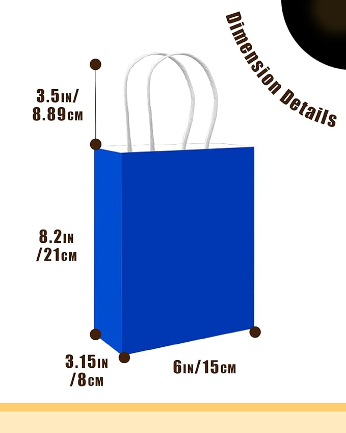 qiqee 50-Packs Gift Bag with Handles Bulk Diamond Blue Paper Bags Multiple Uses - Image 4