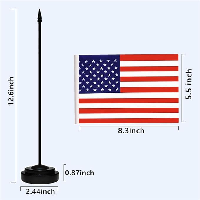 US American Deluxe Desk Table Flag Set Small Mini Miniature USA Table Desktop - Image 3