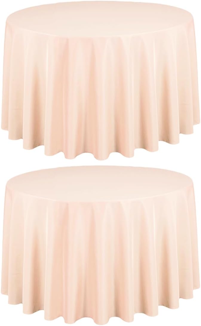 LTC LINENS 2 Pack 108 Inch Round Tablecloth Peach by LTCLINENS