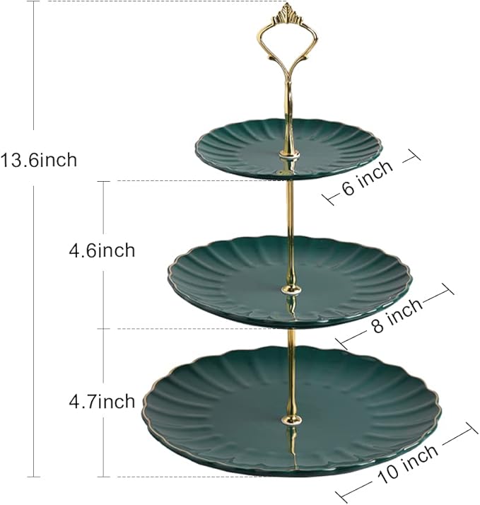 Sweejar 3 Tier Ceramic Cake Stand Wedding, Dessert Cupcake Stand - Image 4