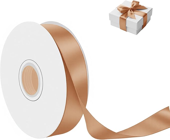 Champagne Gold Satin Ribbon 1 Inch Wide x 50 Yards, Luxury Double Faced by Unknown