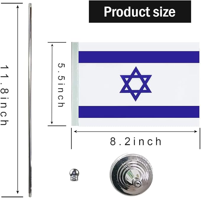 Israel Flag Israeli Flags, Small Mini Israeli Desk Flag, Used - Image 2