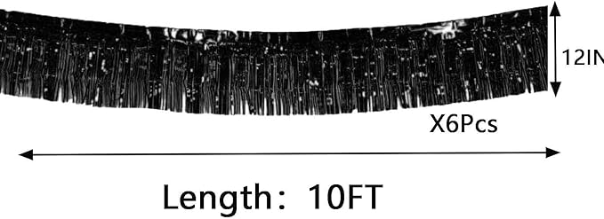 We Moment 6 Pack 10 Feet Black Foil Fringe Garland Streamers Metallic Tinsel - Image 2