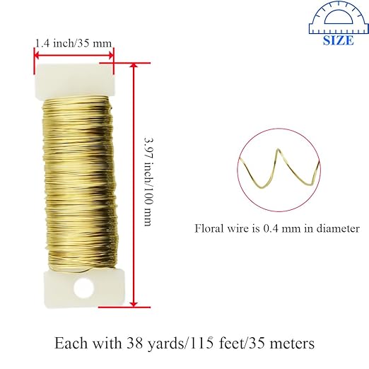 HAHIYO 26Gauge Golden Metal Floral Wire - Image 2