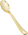 BESTVIP 50 Pack 6.9 Inch Gold Plastic Spoons, Heavy Duty Plastic Silverware by Bestvip