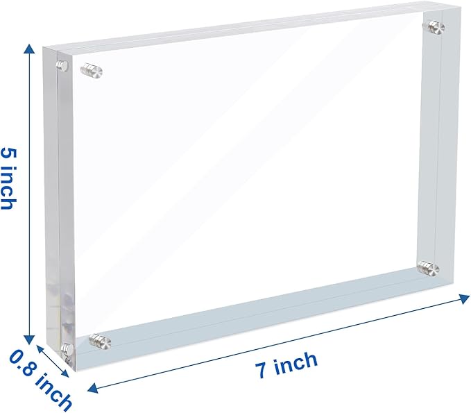5x7 Acrylic Magnetic Picture Frame, 20 mm Thick Clear Double Sided Freestanding - Image 2