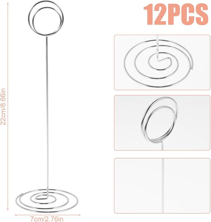 12Pcs Table Number Holder 8.66inch Tall Metal Iron Place Card Holder - Image 2