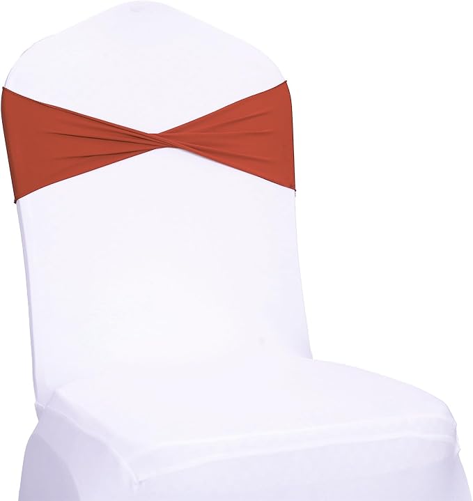 VDS Pack of 300 PCS | Terracotta | Spandex Chair Sashes Bows Without Buckle | - Image 2