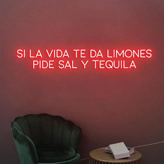 Custom Neon Sign Si La Vida Te Da Limones Pide Sal Y Tequila, Tequila Snack Bar - Image 2