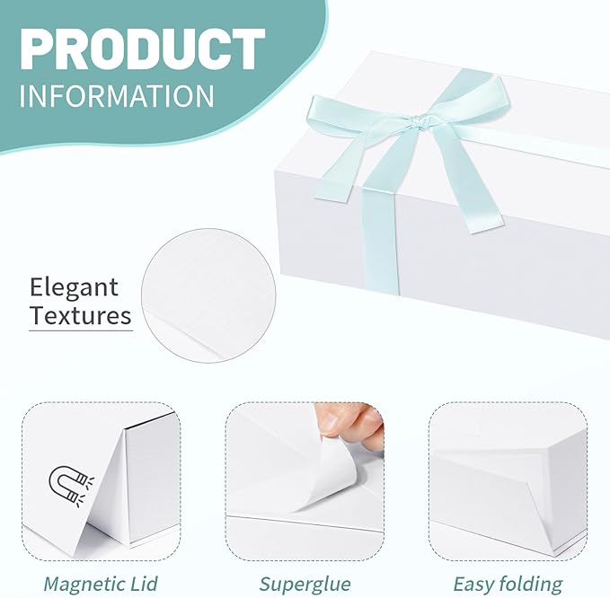 Rinrda 5 Pack Large White Gift Box, 13.75"x9"x4.5", Gift Boxes - Image 3