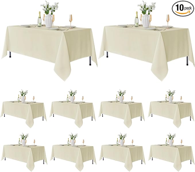Fitable 10 Pack Rectangle Tablecloths: Stain Resistant Wrinkle Free Fabric by Fitable
