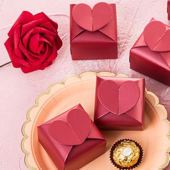 AWELL Burgundy Favor Box Bulk 2.5x2x2.5 inches - Image 2