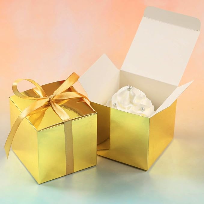 COTOPHER 100pcs Wedding Favor Boxes, Paper Gift Boxes 3x3x3 Inches Small Gift - Image 5