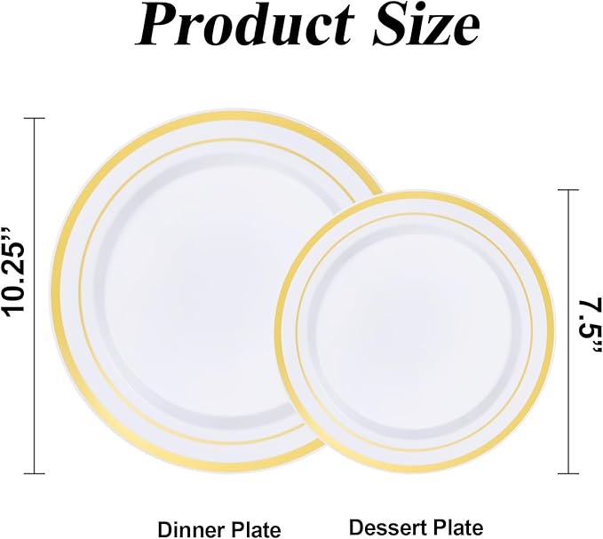 100PCS White Plastic Plates Set - Image 2