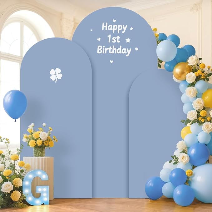 Arch Backdrop Stand and Cover Set of 3 6FT 6.6FT 7.2FT Dusty Blue Spandex Arch - Image 7