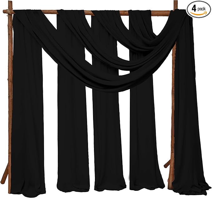 4 Panels Wedding Arch Draping Fabric 28 x 20Ft Chiffon Wedding Arch Drapes by SATULGAU
