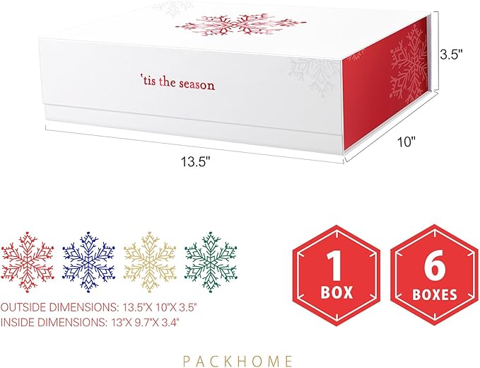 PACKHOME Christmas Gift Box 13x9.7x3.4 Inches, Large Gift Box - Image 6