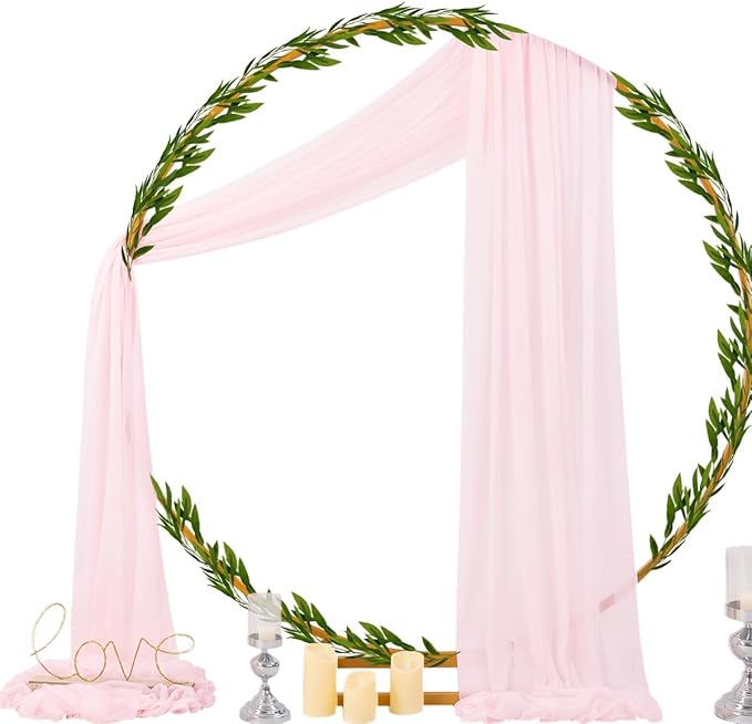 Socomi Blush Pink Wedding Arch Draping Fabric 29" x 20Ft 4 Panels Sheer Outdoor - Image 4
