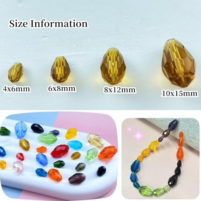 50pcs 10x15mm Teardrop Crystal Glass Beads Vertical Hole Faceted Glass Teardrop - Image 2
