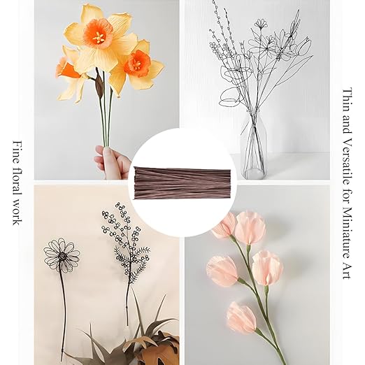HAHIYO 18Gauge Brown Paper-Wrapped Metal Floral Wire 14 Inches, 70 Pack - Image 5