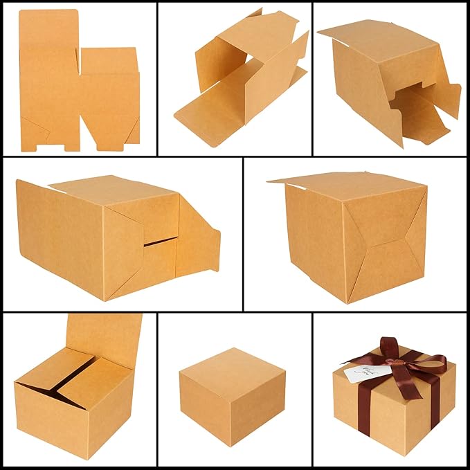 COTOPHER Small Gift Boxes 10 Pack 6x6x4 inches Brown Gift Boxes - Image 6
