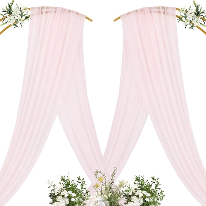 MLMC Blush Pink Wedding Arch Draping Fabric 2 Panels 29" x 20 FT Extra Long - Image 4
