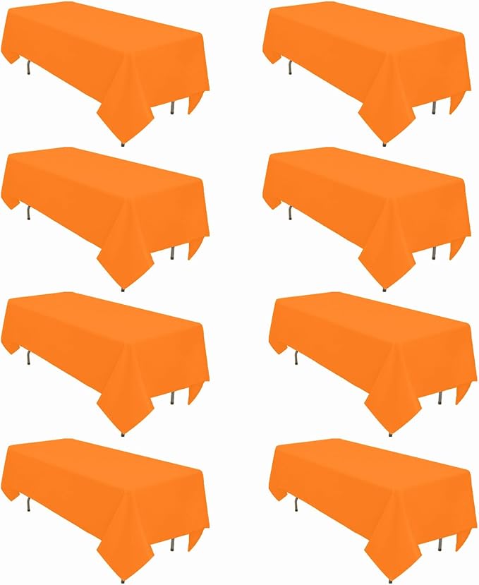 8 Pack Orange Tablecloth 60 x 126 Inch Rectangular Tablecloths by Heneger