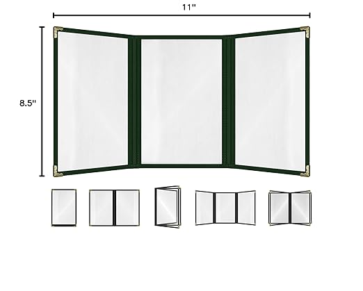 Goodsmart Restaurant Menu Covers – 25 Pack Green 6-View Trifold 8.5" x 11" - Image 4