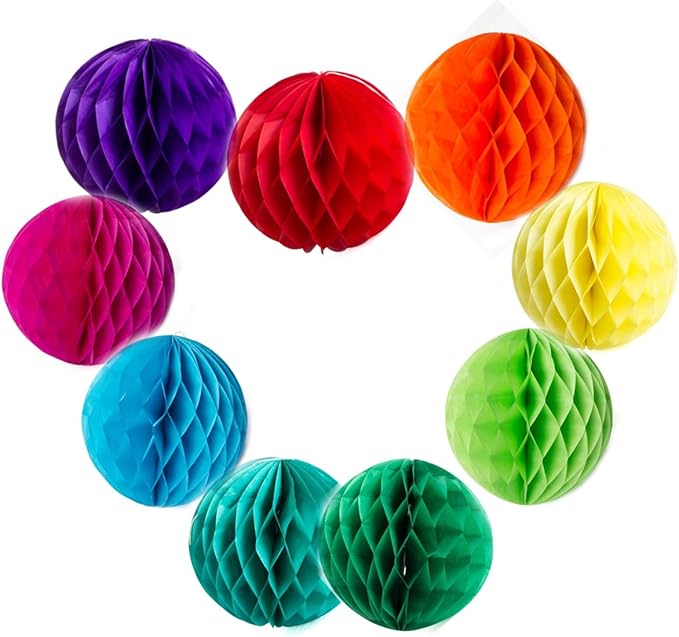 Colorful Rainbow Hanging Tissue Paper Honeycomb Balls Pride Party Decorations by BalunAdmhail