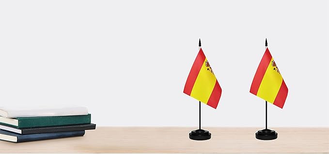 Spain Spanish Deluxe Desk Flag Set, Small Mini Miniature Spain Spanish Table - Image 6