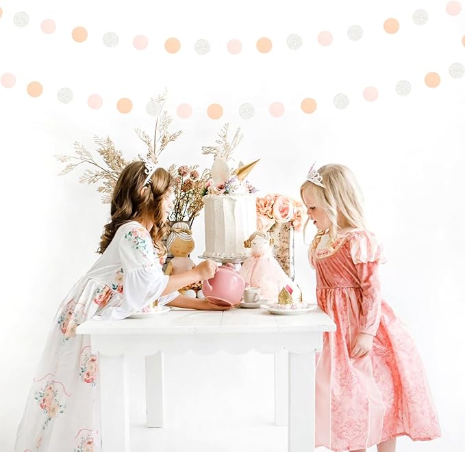 Pink-Silver Peach Birthday Party-Decorations Streamers - 52FT Hanging Paper - Image 7