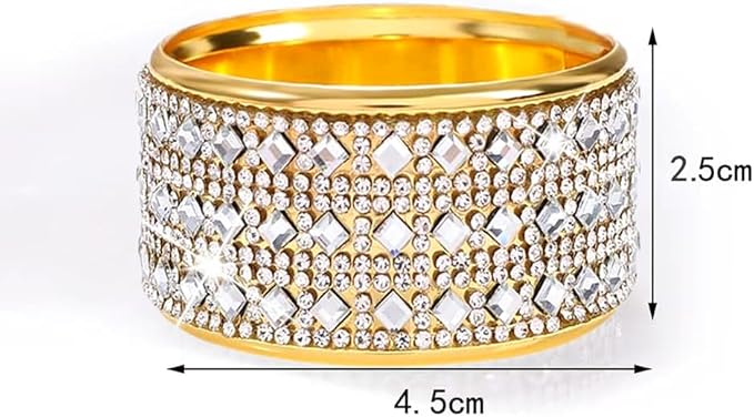 Rhinestone Napkin Ring Diamond Napkin Rings Stainless Steel Gold Crystal Napkin - Image 2