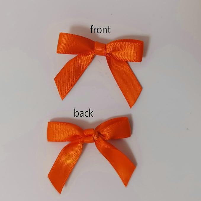 50pcs 1-1/2" Mini Orange Satin Ribbon Bows Without Twist Ties - Image 4
