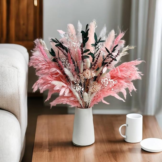 Pink Pampas Grass Dried Flowers Bouquet - Image 6