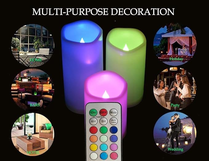 SWEETIME 3 Color Changing Led Pillar Candles - Image 7