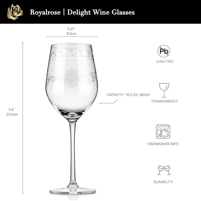 Premium Delight Wine Glasses Set of 4, 15 oz – Hand-Blown - Image 4