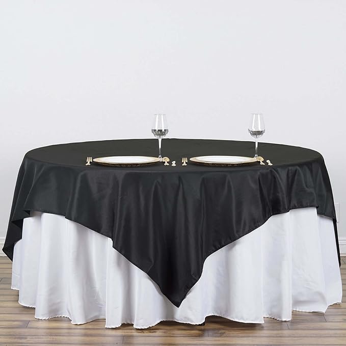 Efavormart 90" Black Wholesale Linens Polyester Square Linen Tablecloth - Image 6
