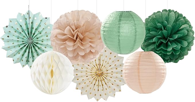 Olive-Sage Green Champagne-Gold Party-Decorations Lanterns - Image 4