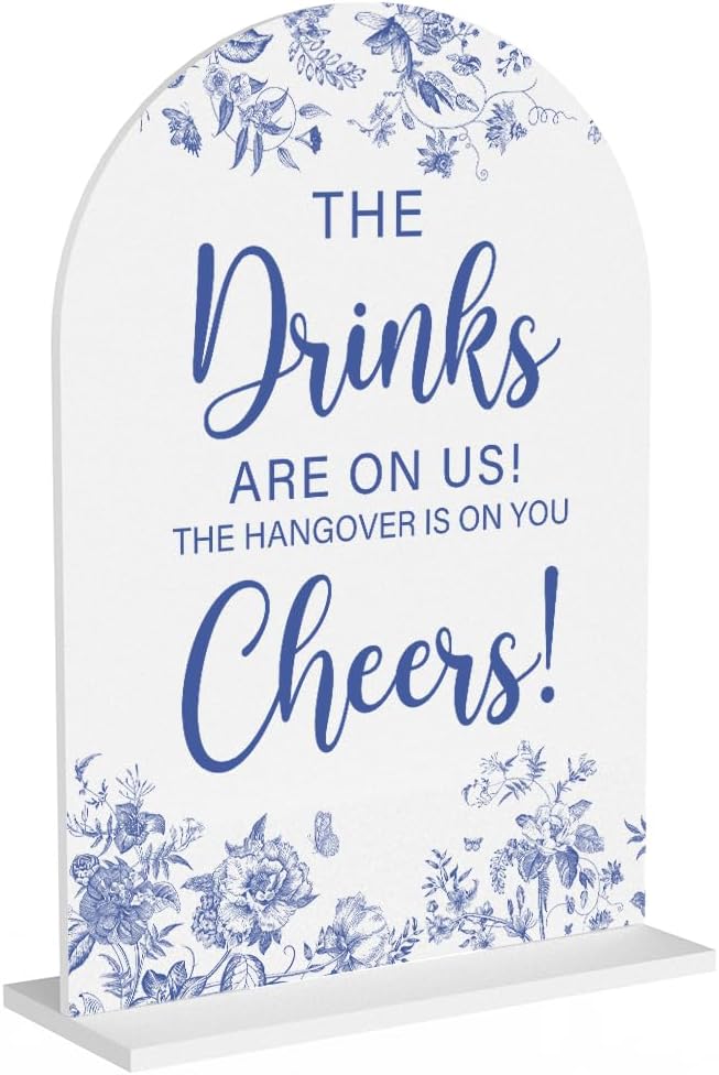 Acrylic Wedding Signs, Dusty Blue Wedding Decor, The Drinks Signs by KongMoTree