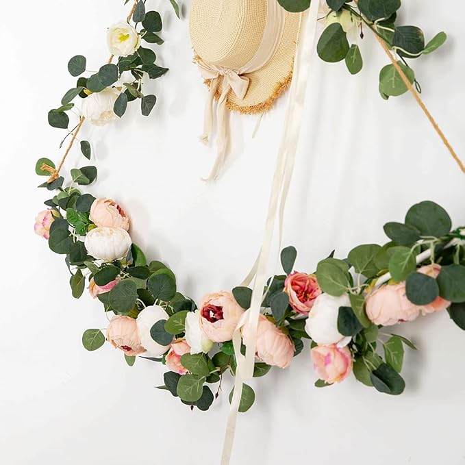 Floweroyal 2 Pack Artificial Flower Garlands 11.2FT Eucalyptus Garlands - Image 6