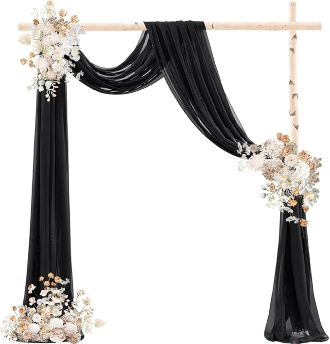 Black Wedding Arch Draping Fabric 2 Panels 29" x 20 FT Black Drapes - Image 2